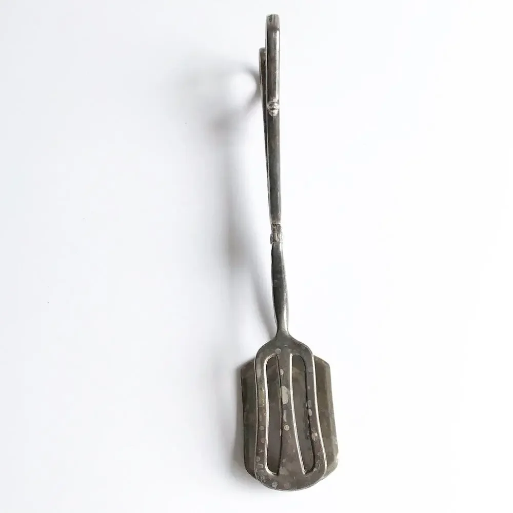 Vintage Silver Serving Scissors Serving Piece Flat Vegetable Tongs Holiday Gifts